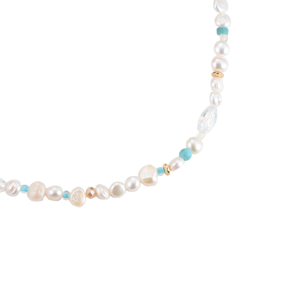 Pearls with  Shining Crystals Kette