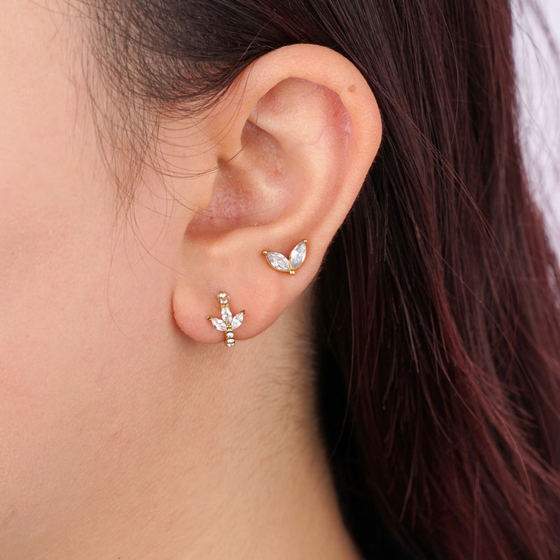 Diamond Petal Treble Stainless Steel Earrings